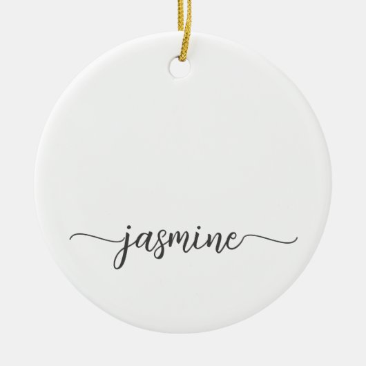 Minimale witte monogram naam in vrouwelijk lettert keramisch ornament (Voorkant)