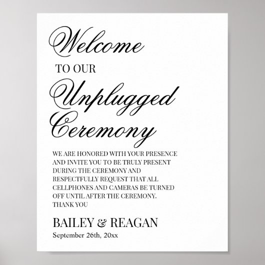 Minimale witte ontkoppelde ceremonie bruiloft poster (Voorkant)