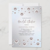 Minimale witte parel zilveren bruidsdouche  kaart (Voorkant)