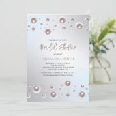 Minimale witte parel zilveren bruidsdouche  kaart (Staand voorkant)