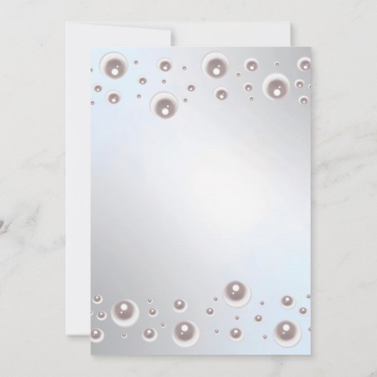 Minimale witte parel zilveren bruidsdouche  kaart (Achterkant)