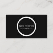 Minimale witte penseelstreek cirkelfotograaf visitekaartje (Voorkant)