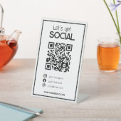 minimale witte QR-code eenvoudige scan me sociale  Reclamebord Met Voetstuk (Insitu)