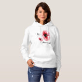 Minimale Witte Rode Bloemige Dames Hoodie (Voorkant volledig)