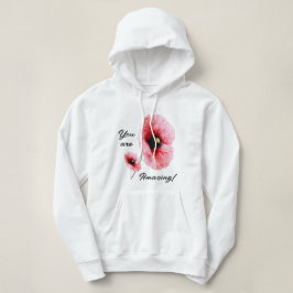 Minimale Witte Rode Bloemige Dames Hoodie