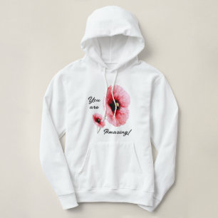 Minimale Witte Rode Bloemige Dames Hoodie
