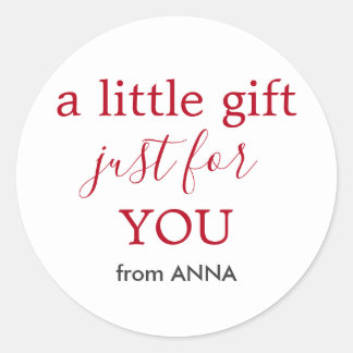 Minimale Witte Rode Tekst voor Gift Ronde Sticker