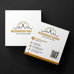 Minimale Witte & Roestige Bruine Kapper Winkel Coi Vierkante Visitekaartje