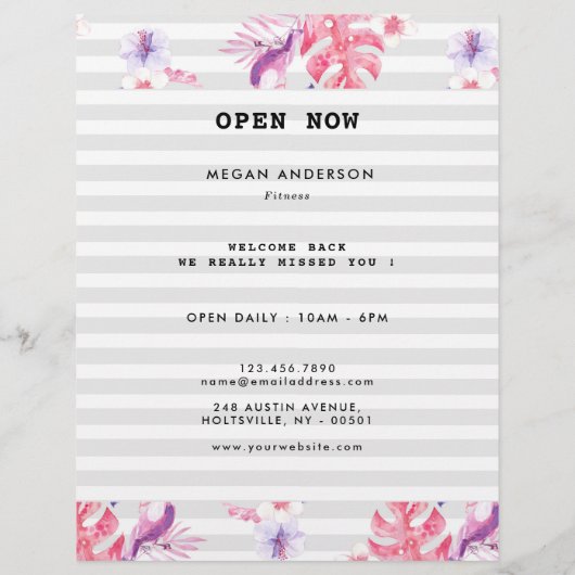 Minimale witte Roos fitness Flyer (Achterkant)