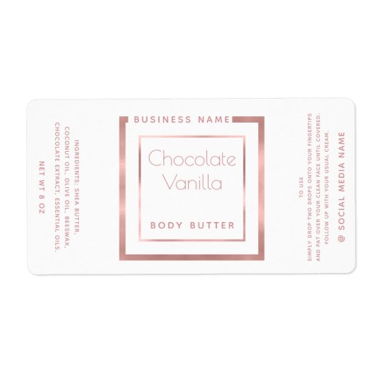 Minimale witte roos goud lijst etiket (Voorkant)