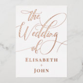  minimale witte roségoud bruiloft uitnodiging (Voorkant)