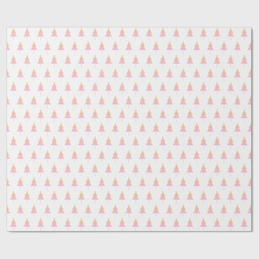 Minimale witte roze gele kerstboom cadeaupapier (Vlak)
