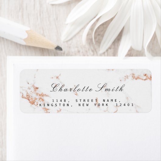 Minimale witte rozengoudkleurige rokerkleurige RSV Etiket (Insitu)