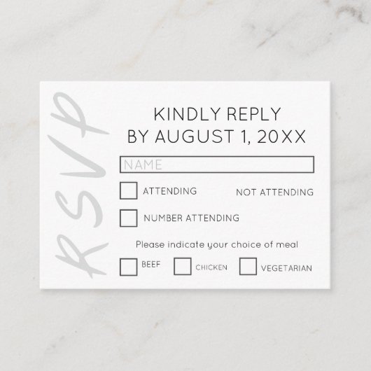 Minimale witte RSVP-kaart Informatiekaartje (Voorkant)