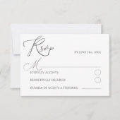 Minimale witte RSVP-typografie bruiloft RSVP Kaartje (Voorkant)