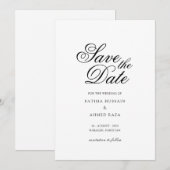 Minimale witte script Moslim save the date kaart (Voorkant / Achterkant)