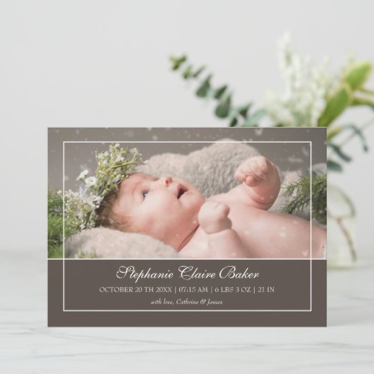 Minimale witte scriptfoto aankondiging (Staand voorkant)