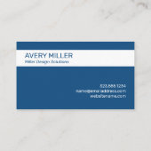 Minimale witte streep op blauw visitekaartje (Achterkant)