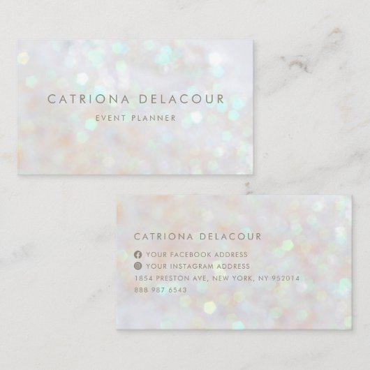 Minimale witte subtiele glitter Bokeh Visitekaartje (Voorkant / Achterkant)