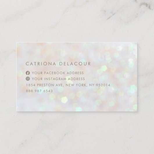 Minimale witte subtiele glitter Bokeh Visitekaartje (Achterkant)