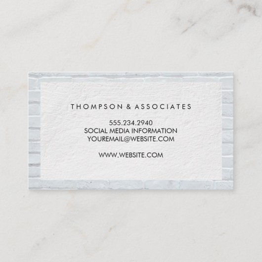 Minimale witte textuur | Brick Wall Visitekaartje (Achterkant)