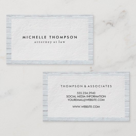 Minimale witte textuur | Brick Wall Visitekaartje (Voorkant / Achterkant)