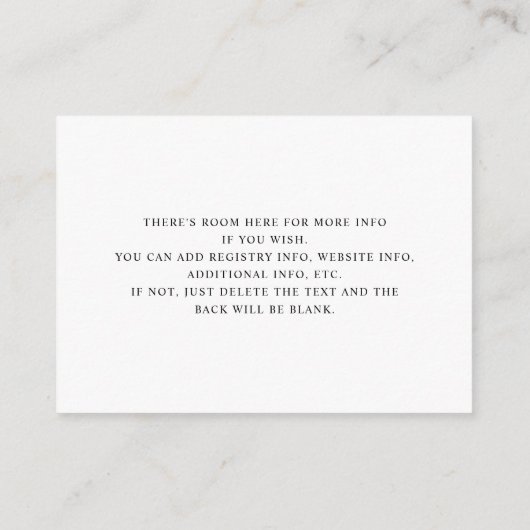 Minimale witte trouwgegevens kaart (Achterkant)