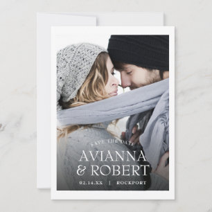 Minimale witte Typografie Foto Opslaan Datum Aankondiging