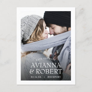 Minimale witte Typografie Foto Opslaan Datum Aankondigingskaart