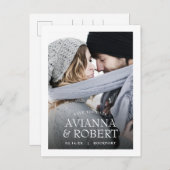 Minimale witte Typografie Foto Opslaan Datum Aankondigingskaart (Voorkant / Achterkant)