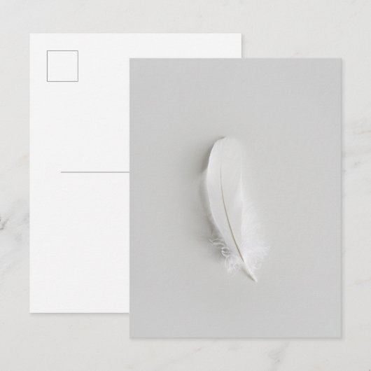 Minimale witte veer briefkaart (Voorkant / Achterkant)