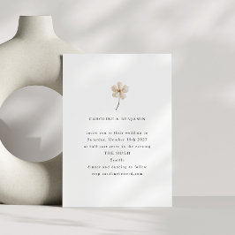 Minimale witte Waterverf Wildflower Wedding Kaart