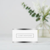 Minimale witte zilver Faux-Folie Visitekaartje (Staand voorkant)