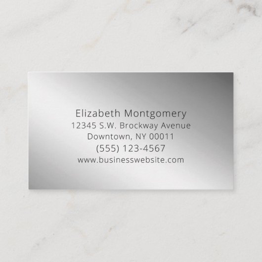 Minimale witte zilver Faux-Folie Visitekaartje (Achterkant)