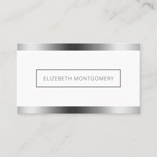 Minimale witte zilver Faux-Folie Visitekaartje (Voorkant)