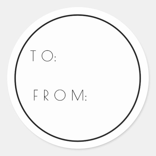 Minimale witte zwart naar en van kerstcadeau ronde sticker (Voorkant)