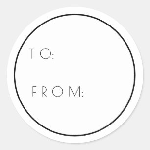 Minimale witte zwart naar en van kerstcadeau ronde sticker