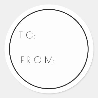 Minimale witte zwart naar en van kerstcadeau ronde sticker