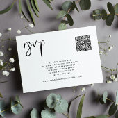 Minimale witte zwarte bruiloft QR Code eenvoudig RSVP Kaartje
