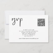 Minimale witte zwarte bruiloft QR Code eenvoudig RSVP Kaartje (Voorkant)