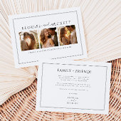 Minimale witte zwarte foto bruiloft dank u kaart