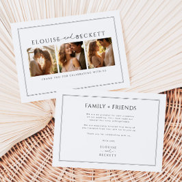 Minimale witte zwarte foto bruiloft dank u kaart