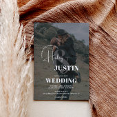 Minimale witte zwarte fotobedekking bruiloft kaart