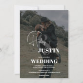 Minimale witte zwarte fotobedekking bruiloft kaart (Voorkant)