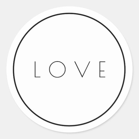 Minimale witte zwarte liefdesstickers met rand ronde sticker (Voorkant)