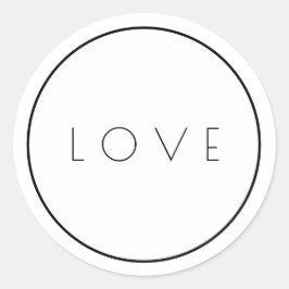 Minimale witte zwarte liefdesstickers met rand ronde sticker