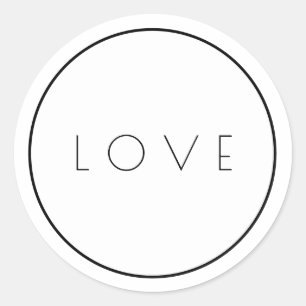 Minimale witte zwarte liefdesstickers met rand ronde sticker