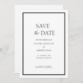 Minimale witte zwarte lijst Muslim Save The Date (Voorkant / Achterkant)