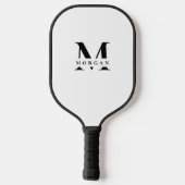 Minimale witte zwarte monogram naam gepersonalisee pickleball paddle (Achterkant)