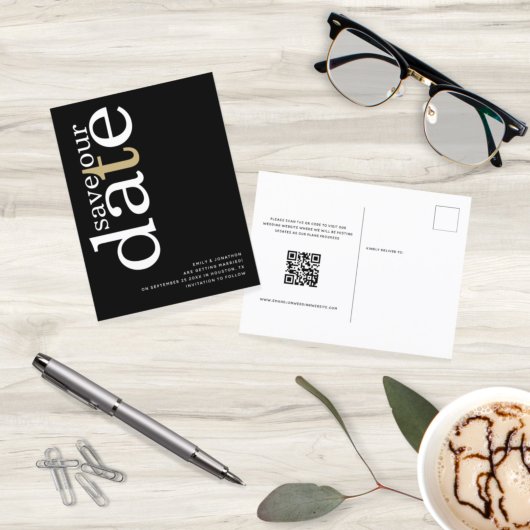 Minimale witte zwarte QR-code met Gold Gold Briefkaart